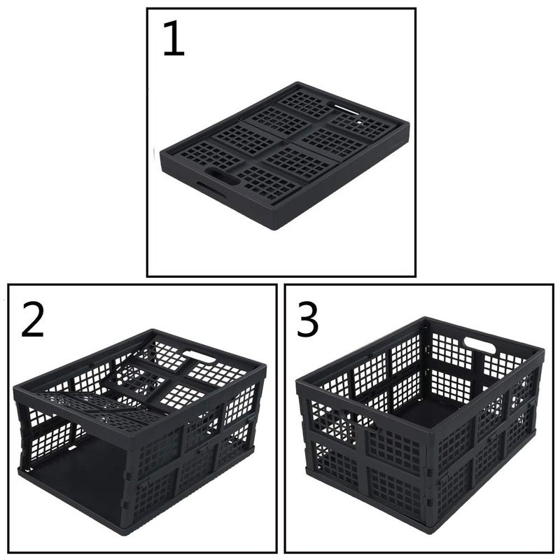 Ggbin 34 Liter Folding Plastic Containers, Grey Plastic Crate, 2 Packs - Image 3